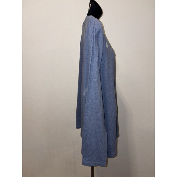 Croft & Barrow Womens Plus Size 3X Top Long Sleeve Winter Snowflake Accents Blue - Picture 6 of 8